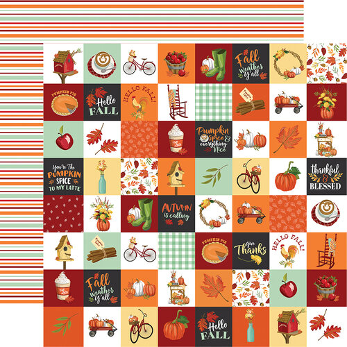 Carta Bella Paper - Welcome Autumn Collection - 12 x 12 Double Sided Paper - Seasonal Squares