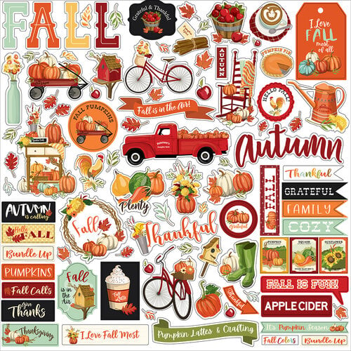 Carta Bella Paper - Welcome Autumn Collection - 12 x 12 Cardstock Stickers - Elements