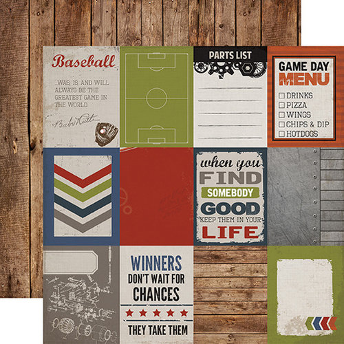 Carta Bella - Work Hard Play Hard Collection - 12 x 12 Double Sided Paper - 3 x 4 Journaling Cards
