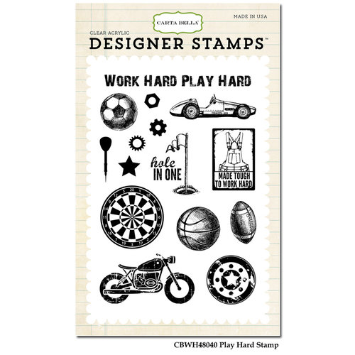 Carta Bella - Work Hard Play Hard Collection - Clear Acrylic Stamps - Play Hard