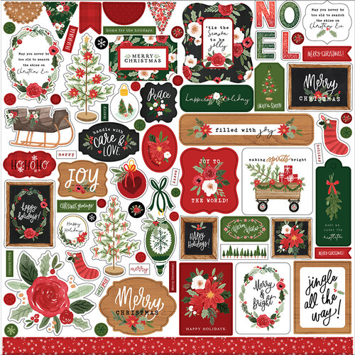 Carta Bella Paper - Happy Christmas Collection - 12 x 12 Cardstock Stickers - Elements