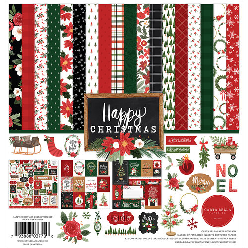 Carta Bella Paper Company Christmas Collection Kit Paper w Coord Black  Cardstock
