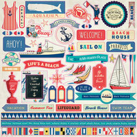 Carta Bella Paper - Yacht Club Collection - 12 x 12 Cardstock Stickers - Elements