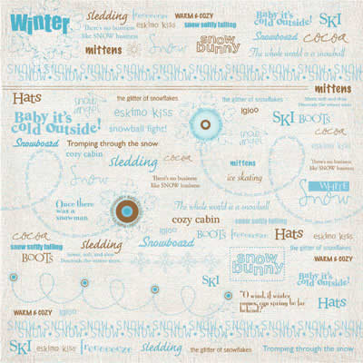 Carolee's Creations - Patterned Paper - Winter Collection - Winter Fun Words, CLEARANCE