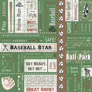 Carolee's Creations - Adornit - Baseball Collection - 12 x 12 Paper - Baseball Block