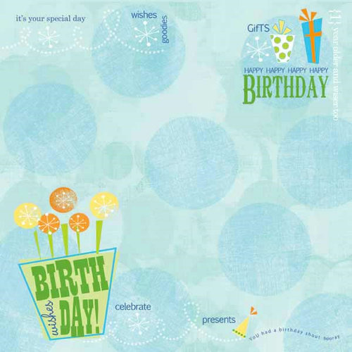 Carolee's Creations - Adornit - Boy Birthday Collection - 12 x 12 Paper - Birthday Wishes Boy