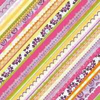 Carolee's Creations - Adornit - Girl Birthday Collection - 12 x 12 Paper - Candy Stripe, CLEARANCE