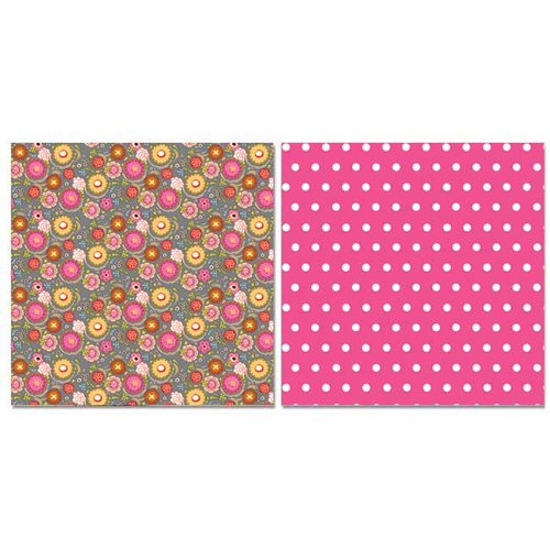 Carolee's Creations - Adornit - Pink Dazzled Collection - 12 x 12 Double Sided Paper - Poppin' Blossoms Gray