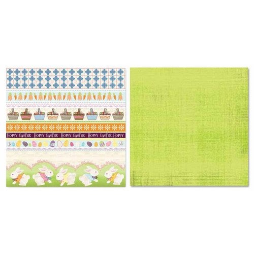 Carolee's Creations - Adornit - Easter Collection - 12 x 12 Double Sided Paper - Bunny Stripe Cut Apart