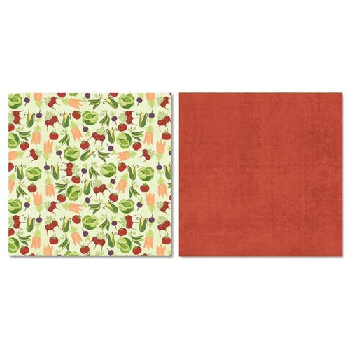 Carolee's Creations - Adornit - Garden Fun Collection - 12 x 12 Double Sided Paper - Scattered Veggies