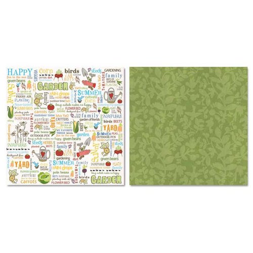 Carolee's Creations - Adornit - Garden Fun Collection - 12 x 12 Double Sided Paper - Garden Word Play