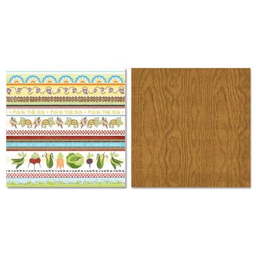 Carolee's Creations - Adornit - Garden Fun Collection - 12 x 12 Double Sided Paper - Garden Stripe Cut Up