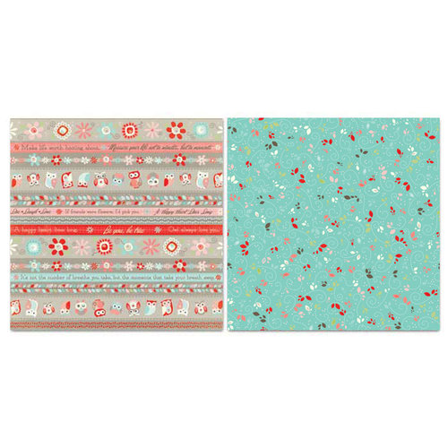 Carolee's Creations - Adornit - Nested Owls Coral Collection - 12 x 12 Double Sided Paper - Ticker Tape