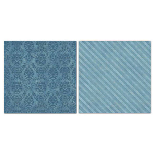 Carolee's Creations - Adornit - Blender Basics Collection -12 x 12 Double Sided Paper - Blue Damask