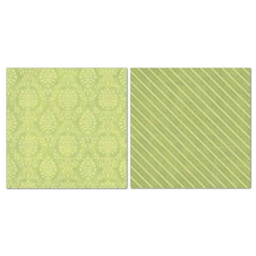 Carolee's Creations - Adornit - Blender Basics Collection -12 x 12 Double Sided Paper - Green Damask