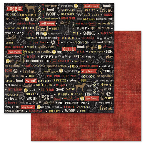 Carolee's Creations - Adornit - Hound Dog Collection - 12 x 12 Double Sided Paper - Doggie Bark