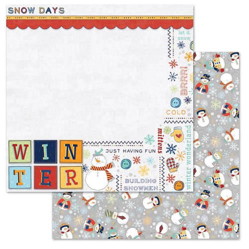 Carolee's Creations - Adornit - Snow Days Collection - 12 x 12 Double Sided Paper - Snowman Word