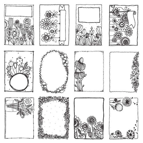 Carolee's Creations - AdornIt - Art Play Paintables - 12 x 12 Paper - Floral Frames