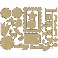 Carolee's Creations - Adornit - Time Flies Collection - Wood Shapes - Happy