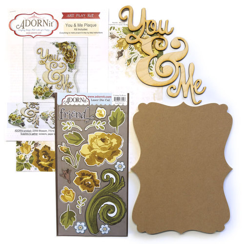 Carolee's Creations - Adornit - Art Play Kit - Wood Word Plaque - You and Me