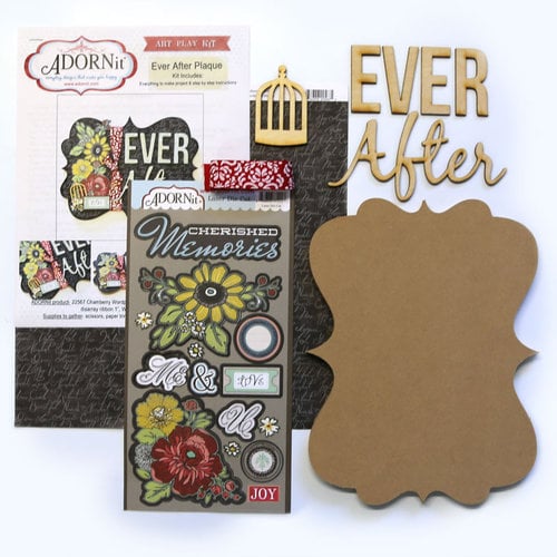 Carolee's Creations - Adornit - Art Play Kit - Wood Word Plaque - Ever After