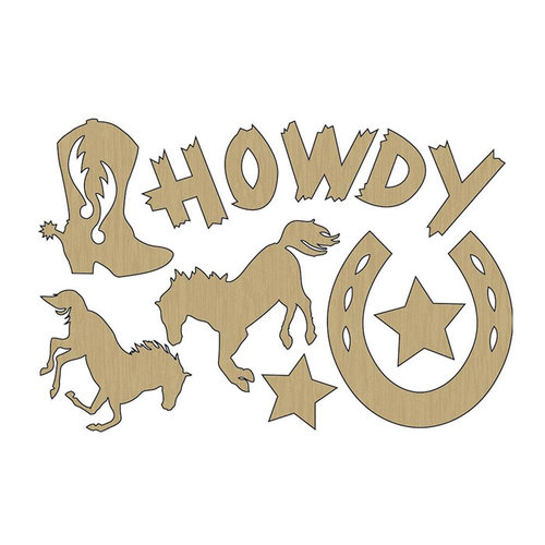 Carolee's Creations - Adornit - Yeehaw Collection - Wood Shapes - Howdy