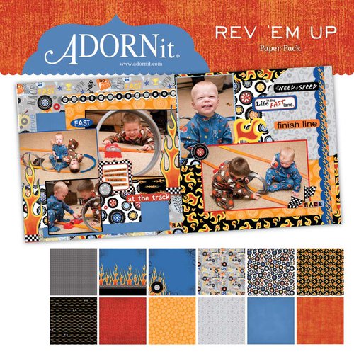Carolee's Creations - Adornit - Rev 'Em Up Collection - 12 x 12 Paper Pack