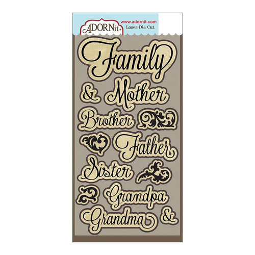 Carolee's Creations - Adornit - Family Path Collection - Die Cut Cardstock Shapes - Family Script