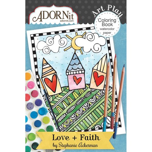 Carolee's Creations - AdornIt - Art Play Coloring Book - Mini - Love and Faith