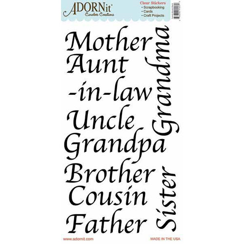 Carolee's Creations - Adornit - Family Hertiage Collection - Clear Stickers - Family Words - Black