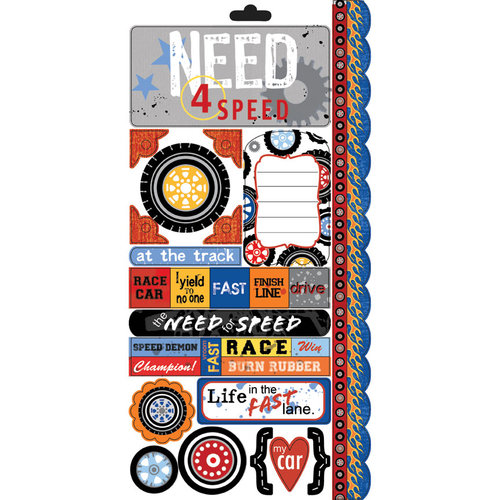 Carolee's Creations - Adornit - Rev 'Em Up Collection - Cardstock Stickers - Need for Speed