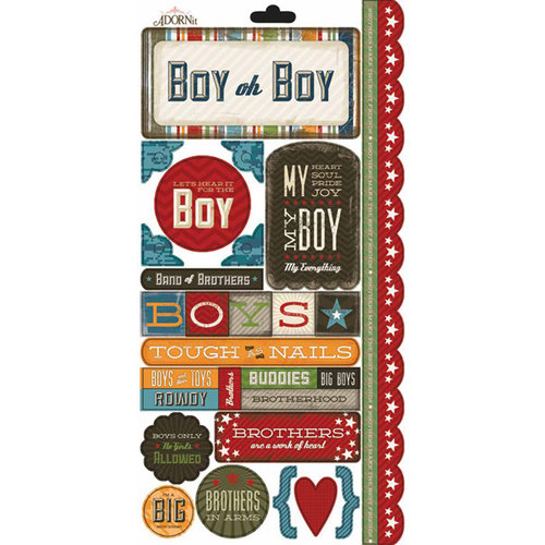 Carolee's Creations - Adornit - Rough and Tough Collection - Cardstock Stickers - Boy Oh Boy