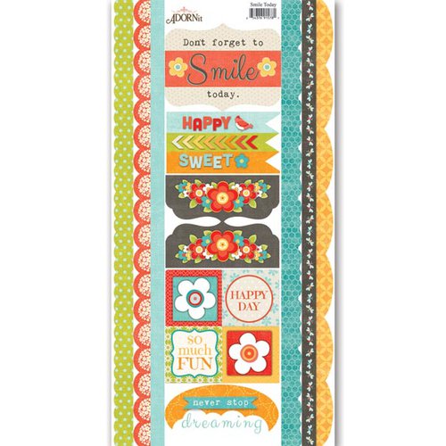 Carolee's Creations - Adornit - Crazy for Daisy Collection - Cardstock Stickers - Smile Today Border