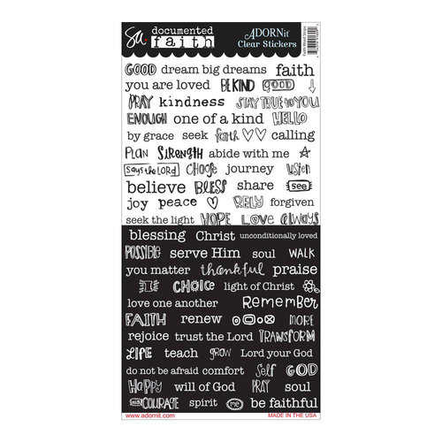 Carolee's Creations - Adornit - Documented Faith Collection - Clear Stickers - Faith Word Strips