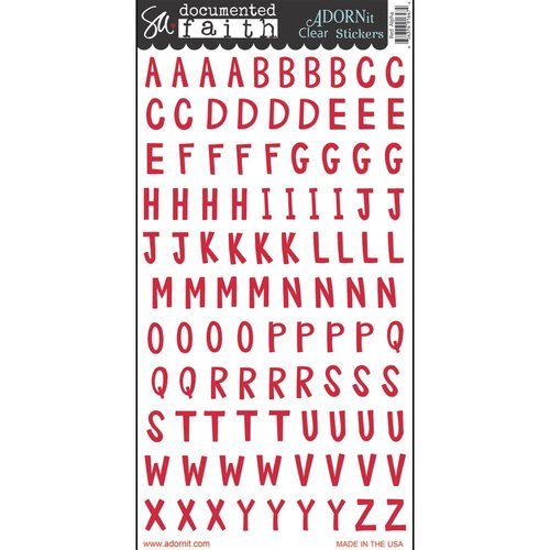 Carolee's Creations - Adornit - Documented Faith Collection - Clear Stickers - Alphabet - Red