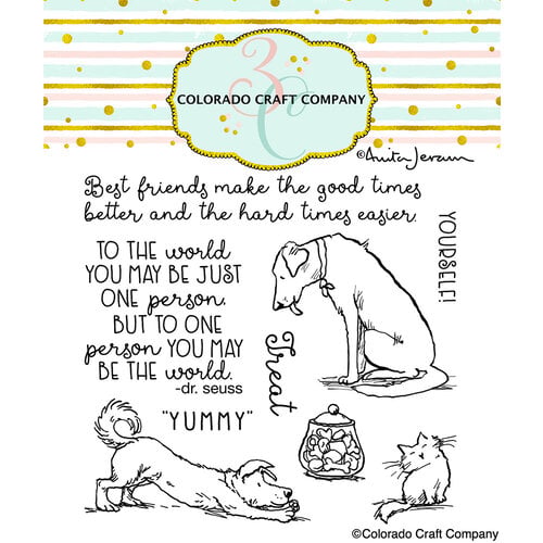 Colorado Craft Company - Furry Friends Collection - Clear Photopolymer Stamps - Treat Yourself
