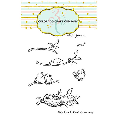 Colorado Craft Company - Furry Friends Collection - Clear Photopolymer Stamps - Tiny Birds Worm