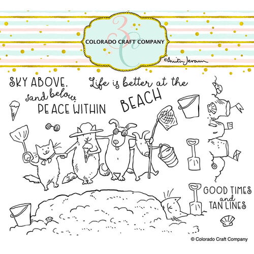Colorado Craft Company - End Of Summer Fun Collection - Clear Photopolymer Stamps - Beach Life