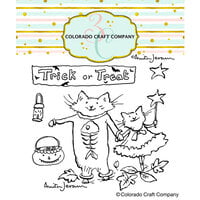 Colorado Craft Company - Clear Photopolymer Stamps - Trick or Treating Cats