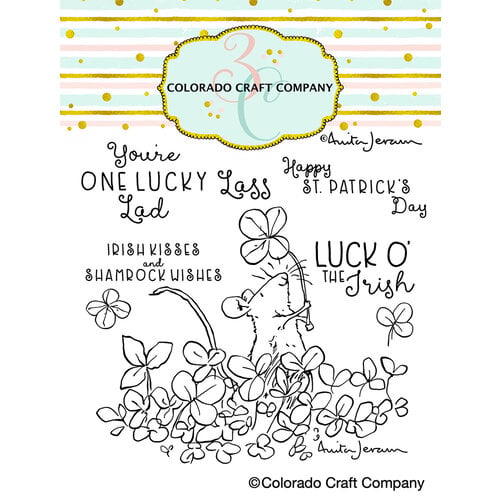 Colorado Craft Company - Clear Photopolymer Stamps - Mouse Shamrocks