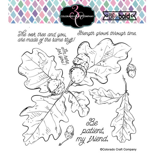 Colorado Craft Company - Big and Bold Collection - Clear Photopolymer Stamps - Oak Leaves and Acorns