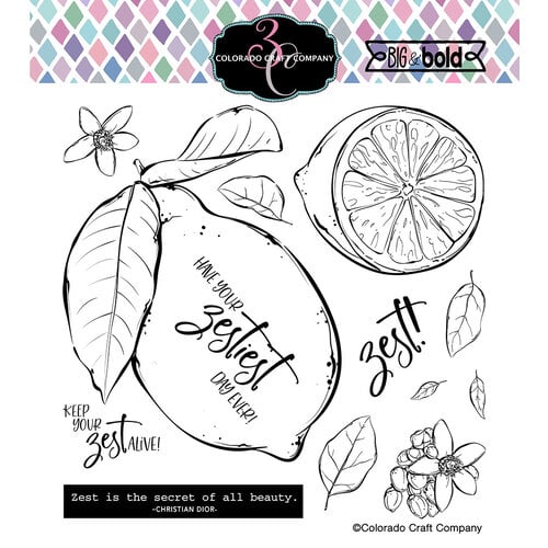 Colorado Craft Company - Big and Bold Collection - Clear Photopolymer Stamps - Lemon Zest
