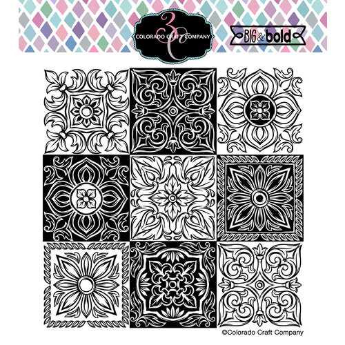 Colorado Craft Company - Big and Bold Collection - Clear Photopolymer Stamps - Small Italian Tiles