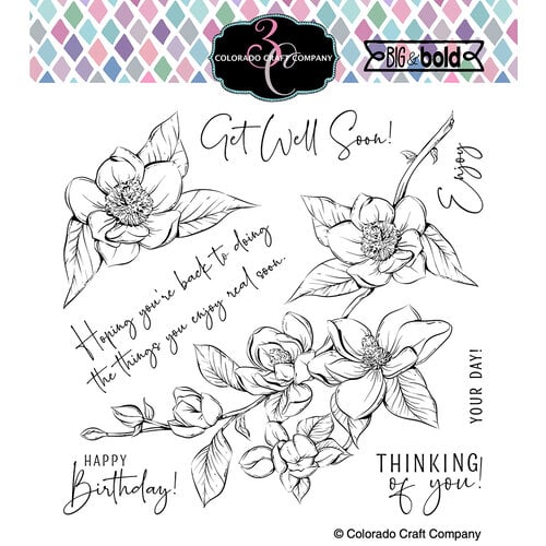 Colorado Craft Company - Big and Bold Collection - Clear Photopolymer Stamps - Thinking of You Magnolias