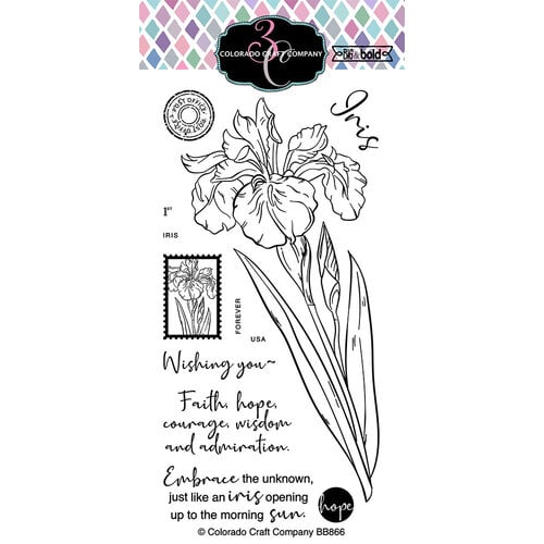 Colorado Craft Company - Big and Bold Collection - Clear Photopolymer Stamps - Iris Wishing