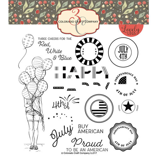 Colorado Craft Company - Lovely Legs Collection - Clear Photopolymer Stamps - Red, White and Blue