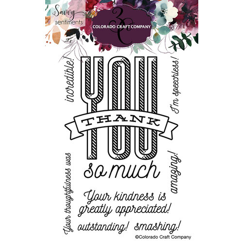 Colorado Craft Company - Savvy Sentiments Collection - Clear Photopolymer Stamps - Thank You So Much