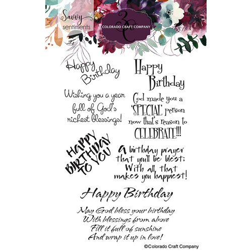 Colorado Craft Company - Savvy Sentiments Collection - Clear Photopolymer Stamps - Birthday Blessings