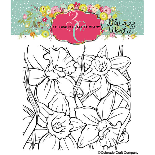 Colorado Craft Company - Whimsy World Collection - Clear Photopolymer Stamps - Daffodil Background