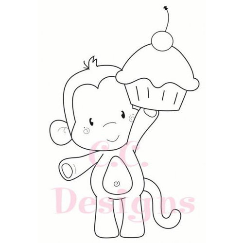 CC Designs - Cling Mounted Rubber Stamps - Birthday Monkey